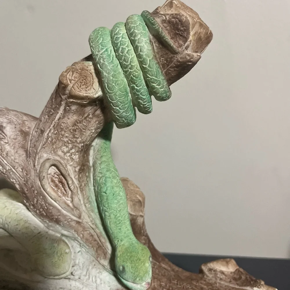 Decorative Tree Branch snakes vessel for fish bowl with Green Accents. Rare.